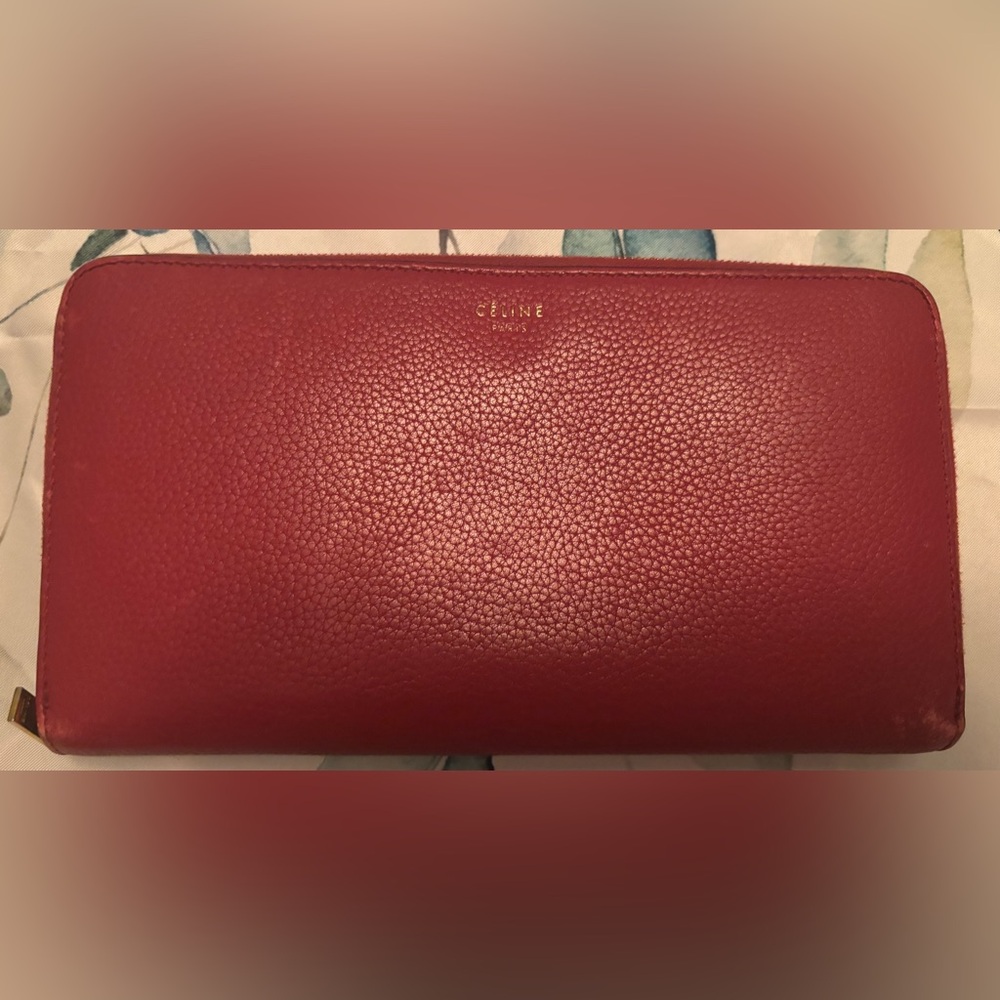 Celine Red Leather Wallet